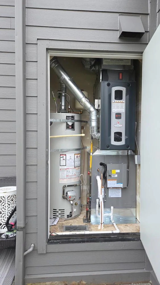 New Trane gas furnace and evaporator coil after the Snoqualmie heating system replacement.