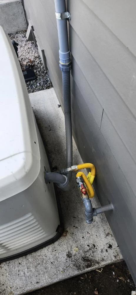 Gas connection beside the Generac standby generator in Arlington