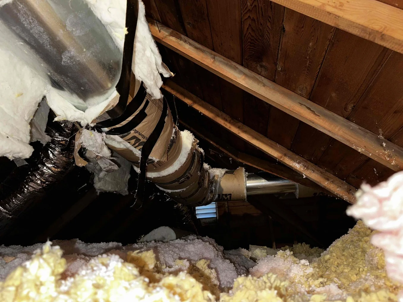 Existing insulated ductwork in the Arlington attic