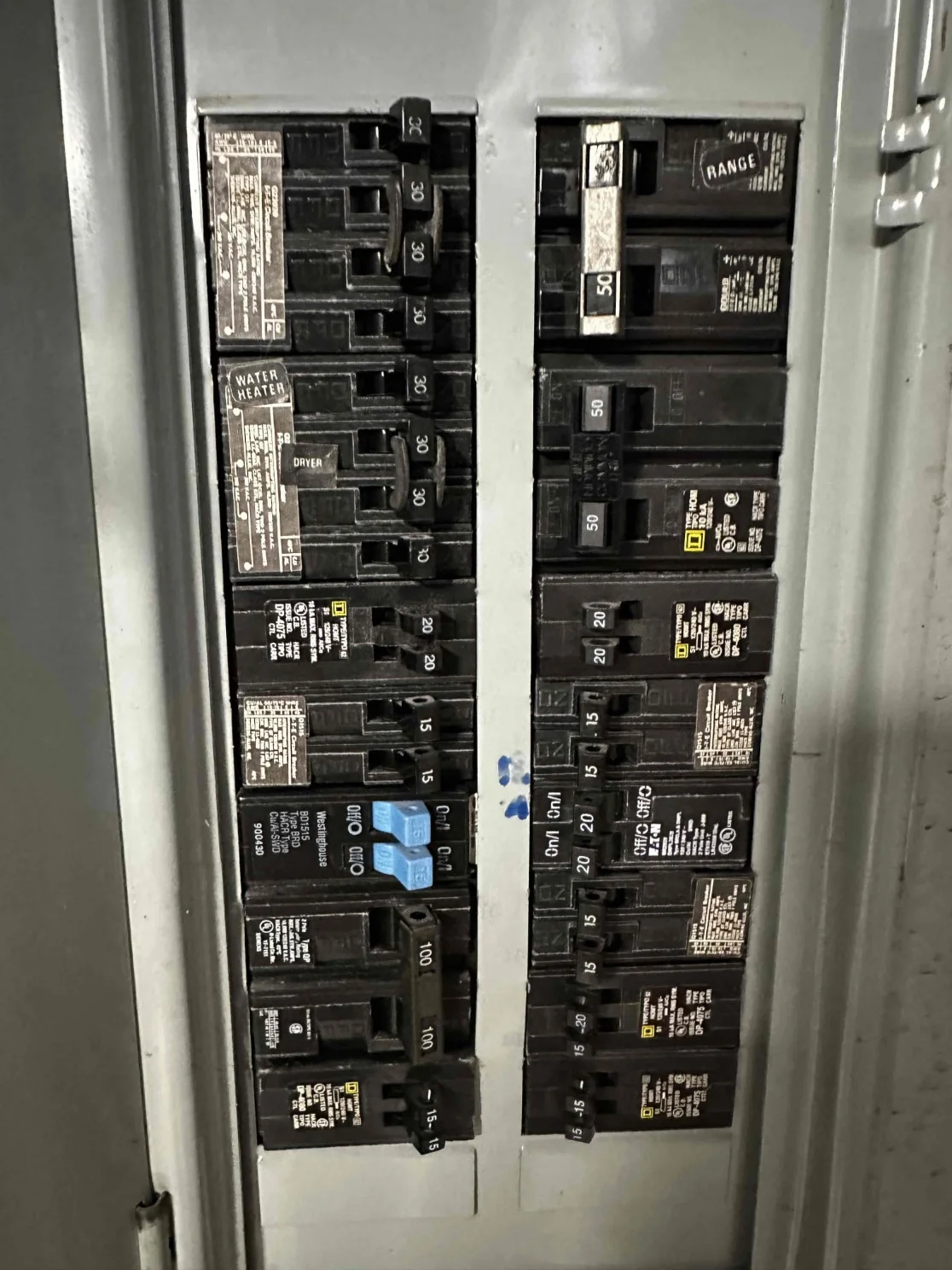 Electrical panel serving the Arlington heat pump installation
