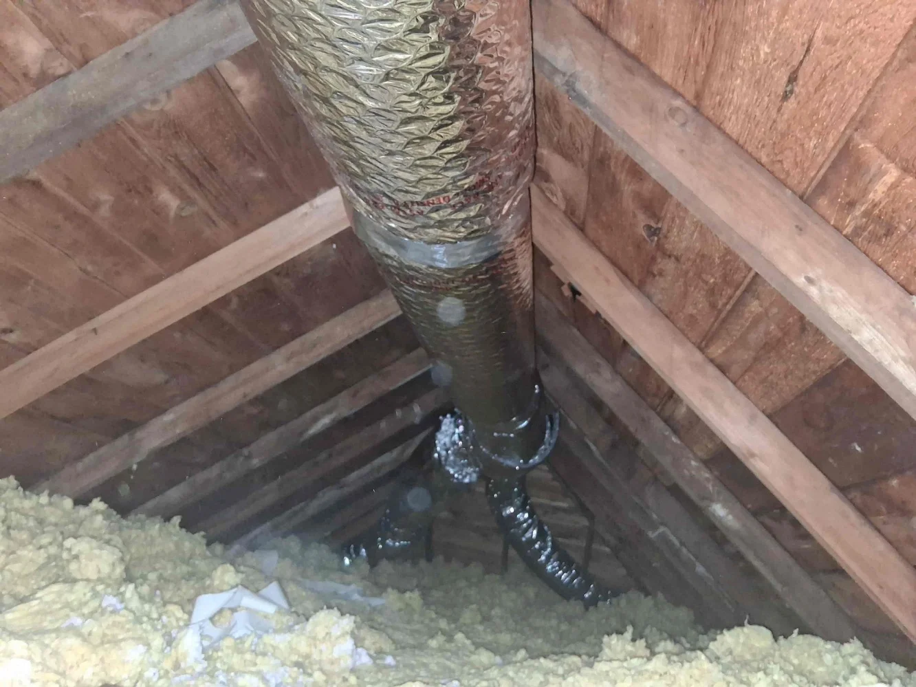 Insulated ductwork near the new Arlington attic unit