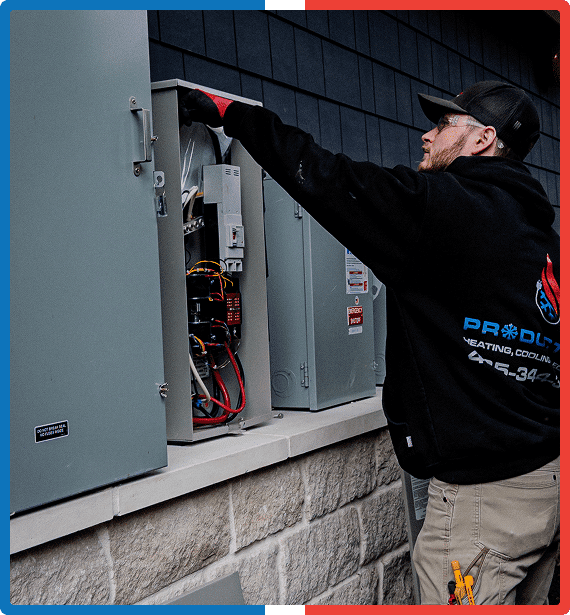 Electrician assessing residential electrical equipment